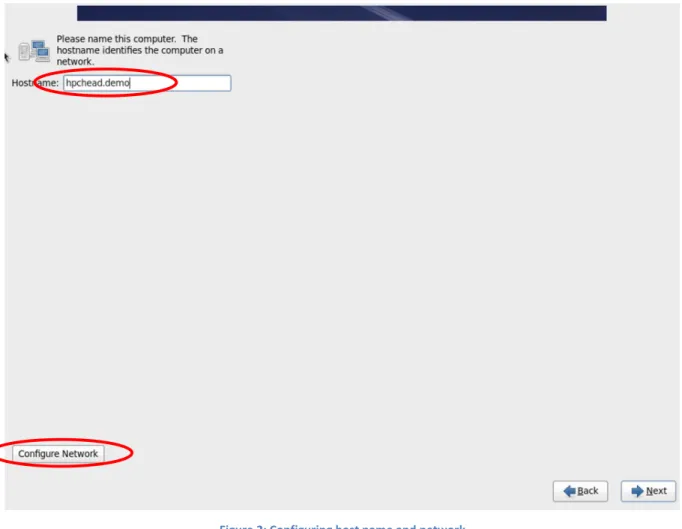 Figure 2: Configuring host name and network