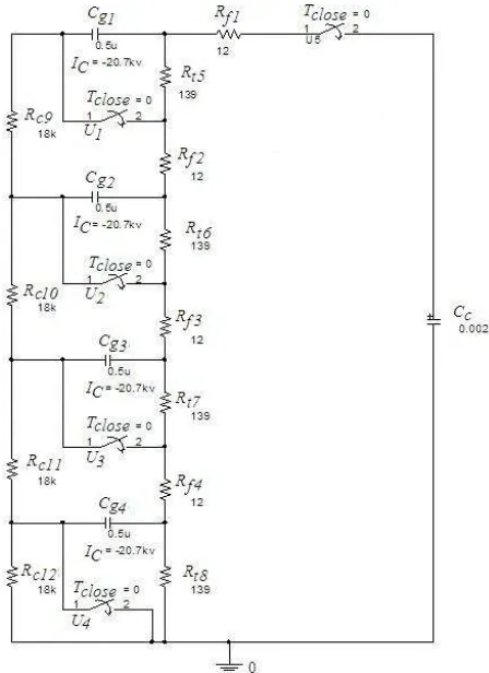 Figure 8: Four-stage Marx generator circuit 