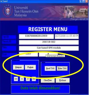Figure 7: Interface example of storing data into an RFID tag.    User need to key-in thesis ID, title, and other information that needed