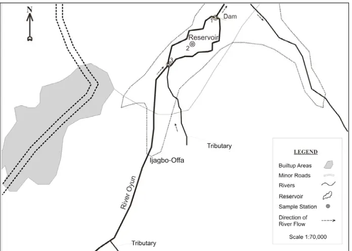 Figure 1. Map of Oyun Reservoir showing the sampling stations. 