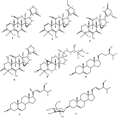 Fig.  1: Compounds isolated from roots of  L. mayombensis . 