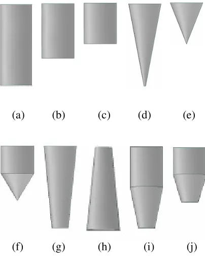 Fig. 4: Various hub designs (model a-i).  