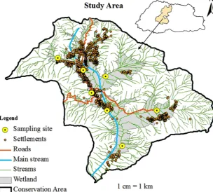 Figure 1. Study area showing the sampling sites