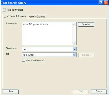 Fig. 5. The Relationship within data                    Fig. 6. Query on text ‘room’ OR ‘personal                                                                                          room’ in NVivo  