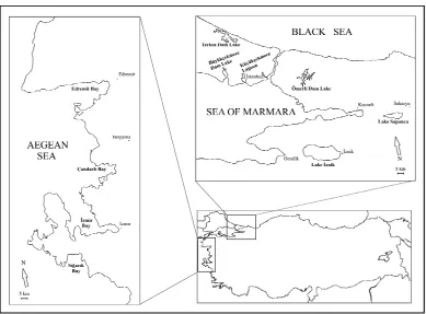 Table 1. Localities, dates and fishing gears of the fish species caught from Aegean and Marmara coast of Turkey 