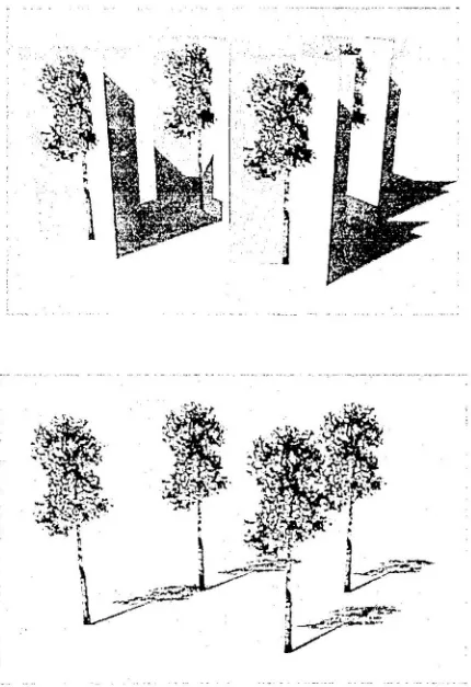 Figure 2: Plant simulation via texture mapping: a tree image is mapped onto a simple rectangle