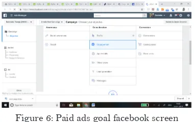 Figure 6: Paid ads goal facebook screen