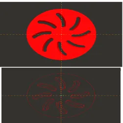 Fig. 2.6 Top view of 12 ⁰ floor swirl diffuser in solid and wireframe model 