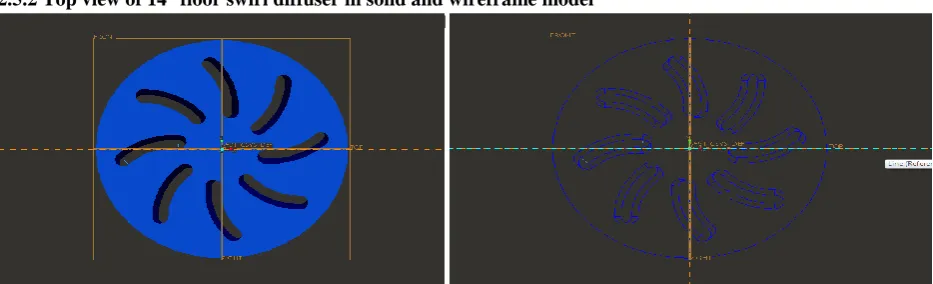 Fig. 2.12 Top view of 14⁰ floor swirl diffuser in solid and wireframe mode l 