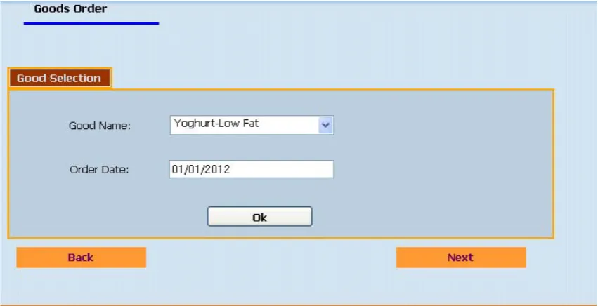 Figure 4.  The goods order form in software 
