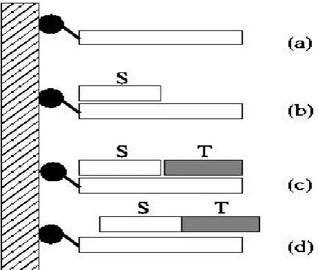 Figure 1.  Concatenation process: (a) Linker strand affixed to surface. (b) S anneals to linker strand