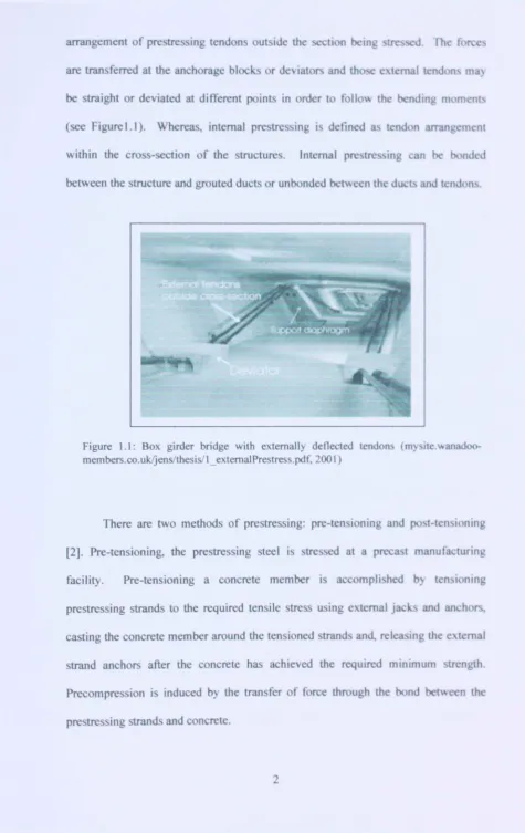 Figure 1.1: Box girder bridge with externally deflected tendons (mysite.wanadoo 