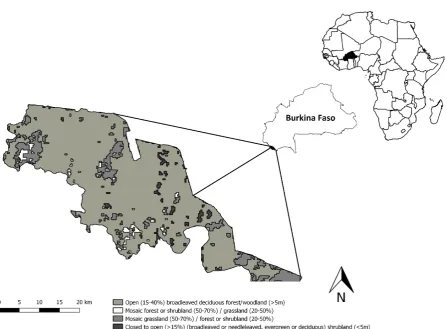 Figure 1. Map of Comoé-Léraba area, showing the Corine land-cover.