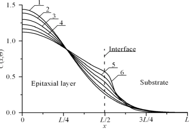 Figure 2.  Distributions of concentration of infused dopant in heterostructure from Fig