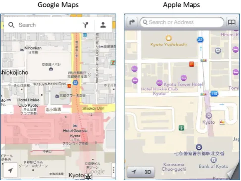 Figure 8. Comparison between Google Maps and Apple Maps
