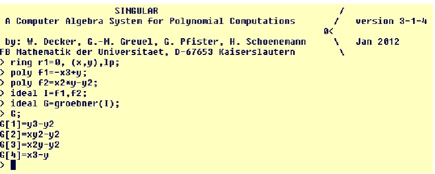 Figure 5.  Output of Groebner bases in system MATHEMATICA