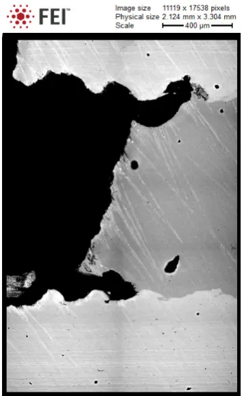 Figure 3.  The patterned portion of the sample under conditions where the corrosion processes reached the third layer