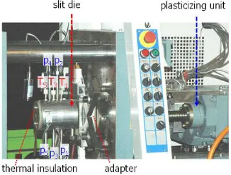 Figure 7.  Slit die on injection molding machine 