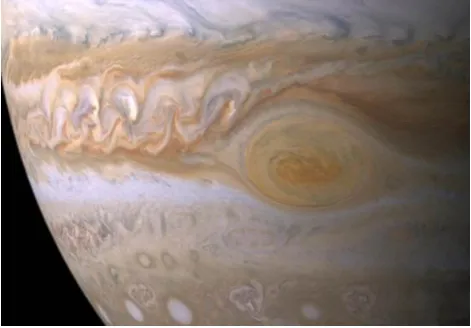 Figure 6. Shows a close look, into the anticyclone, or the big red spot 