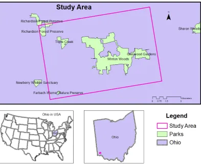 Figure 3.  Study Area in Great Parks of Hamilton County, Ohio, USA 