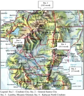 Table 1.  Range of rainfall data, altitude, and hydro-climatic type of the weather stations 