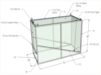Figure 4.  3D Image of Modified Clover Box Trap 
