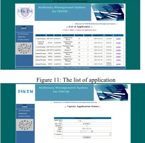Figure 11: The list of application 