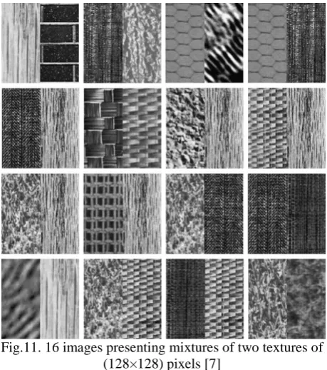 Fig.11. 16 images presenting mixtures of two textures of(128×128) pixels [7]