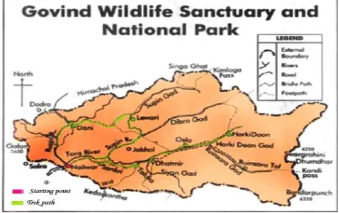 Figure 1.  Study map of Govind Wild life Sanctuary and National Park 