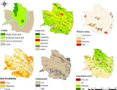 Figure 5.  Main information layers for desertification vulnerability assessment 
