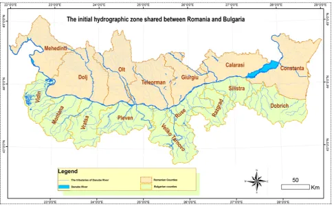 Figure 3.  A redrawing of the common Romano-Bulgarian hydrographical area according to the SmartCover project 