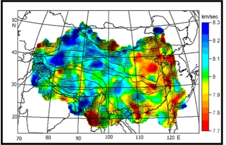 Figure 9.  The anisotropy of P-waves in the upper mantle of China and anisotropy amplitude