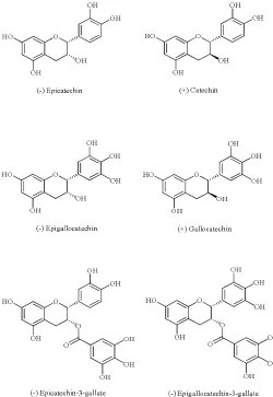 Fig. 6:  Chemical structures of catechins found in green tea.  