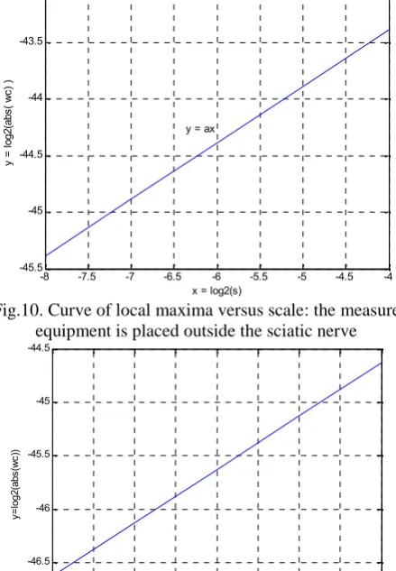 Fig.10. Curve of local maxima versus scale: the measureequipment is placed outside the sciatic nerve