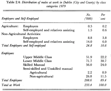 Table 2.4: Distribution of males at work in Dublin (City and County) by class