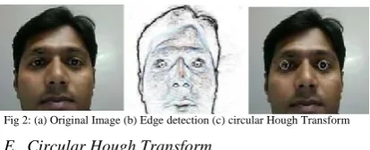 Fig 2: (a) Original Image (b) Edge detection (c) circular Hough Transform