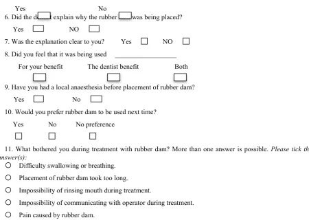 Figure 1.  Questionnaire used to gather information. 