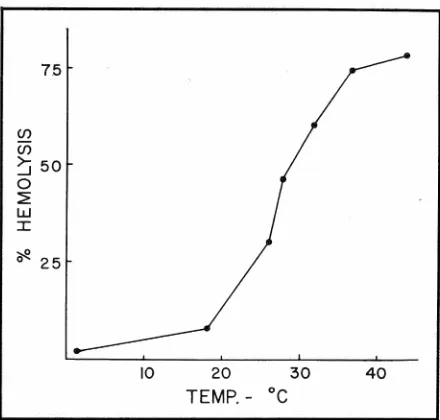 Fig I-Effect erythrocytes of temperature upon the lysis of human by pneumococcal hemolysin