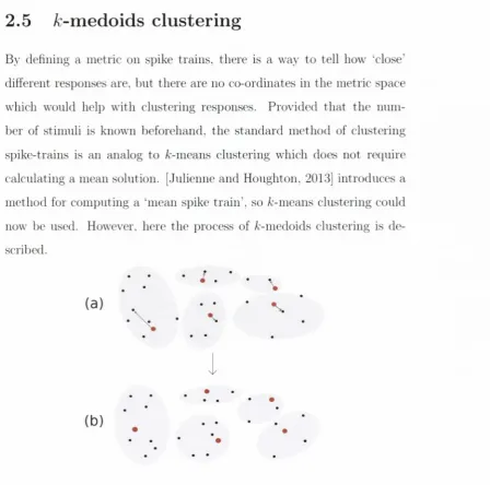 Figure 2.2: An exanii)le of the first stej) in k-medoids clustering: (a) Medoids are initially selected at random and the first clustering puts each point in the cluster of the closest medoid