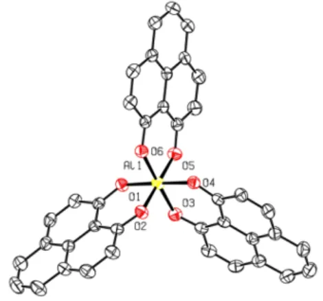 Figure 1. Molecular structure of Al(OP)3 (hydrogen atoms and solvent molecules are omitted 