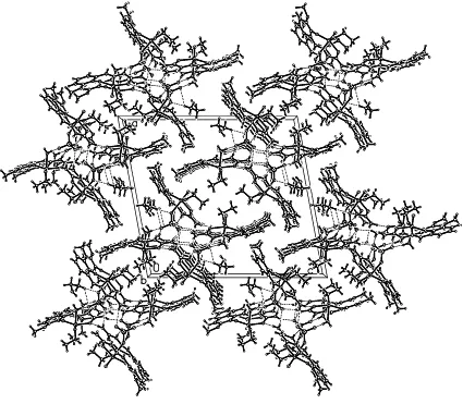 Figure 4. Chain and solvent molecules in the crystal structure of 1. 