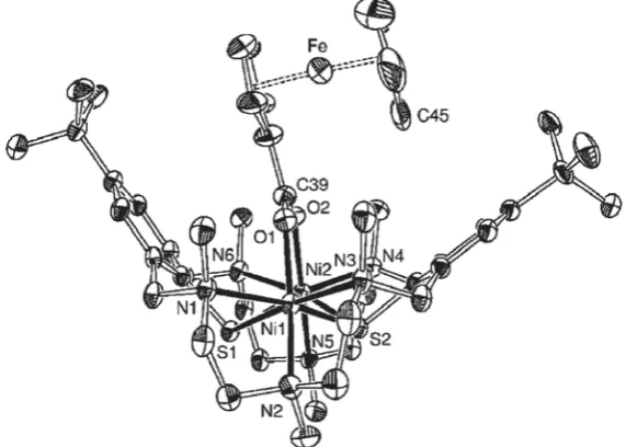 Figure 5. Structure of the cation 9 in crystals of 9[BPh4]·3MeCN. Thermal ellipsoids are drawn at the 30% probability level