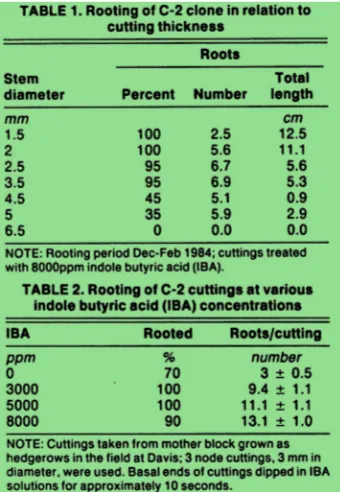 table biomass, it would be advantageous to select clones without this characteristic. Twelve vigorous seedlings of E