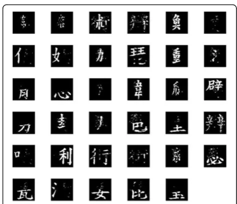 Fig. 4 Reconstruction results based on the two matrices,for the matrixFig. W and H V, formed by the Chinese characters displayed in 2