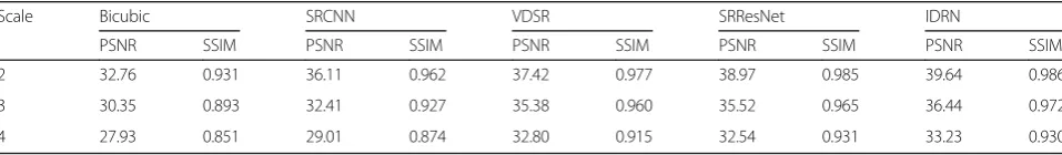 Table 3 The comparison of different SR algorithms