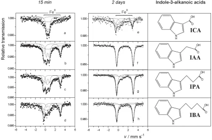 Figure 1 by a square bracket above the upper spectrum) having varying intensity for different acids (cf