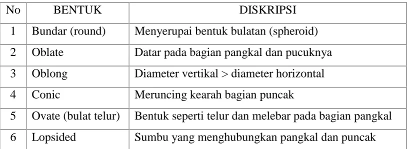 Tabel 2. Acuan Bentuk