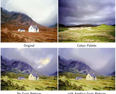 Figure 3.5: Artefact grain reducing for colour picture. See how the details of thepicture are preserved, while the spurious graininess in the sky is washed out.