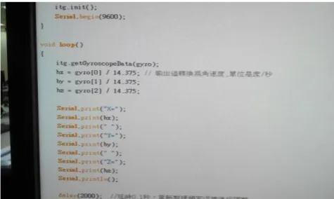 Gambar 2.9.  Tes gyroscope pada Arduino peron 